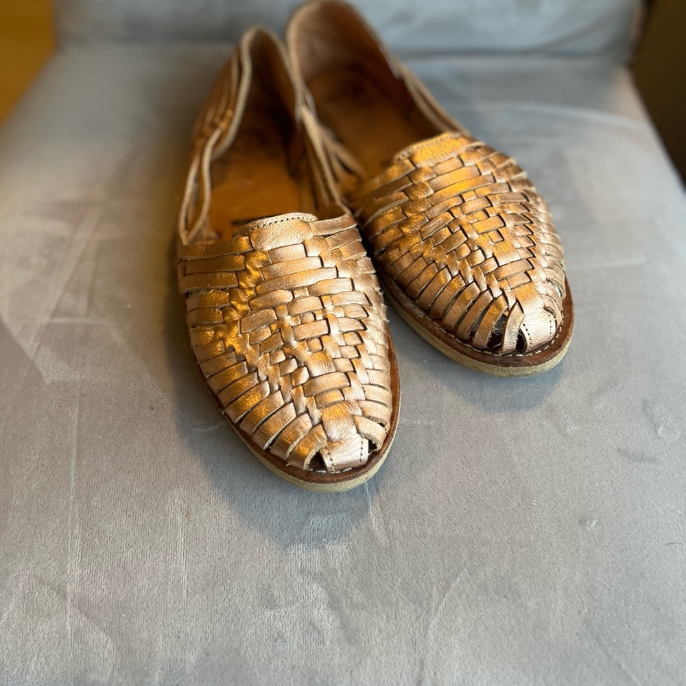 Gold Woven Women's Shoes huaraches PREMIUM Women's Rose Gold Nappa Leather